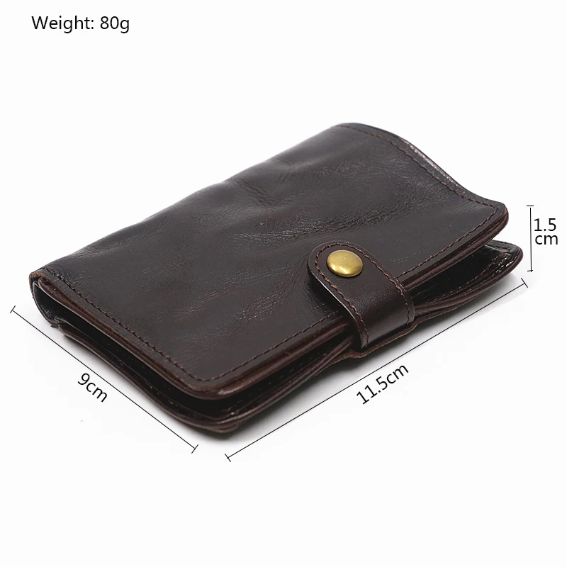 Genuine Leather Wallet For Men Original Cowhide Vintage Handmade Short Bifold Slim Rfid Men's Purse With Card Holder Top Quality