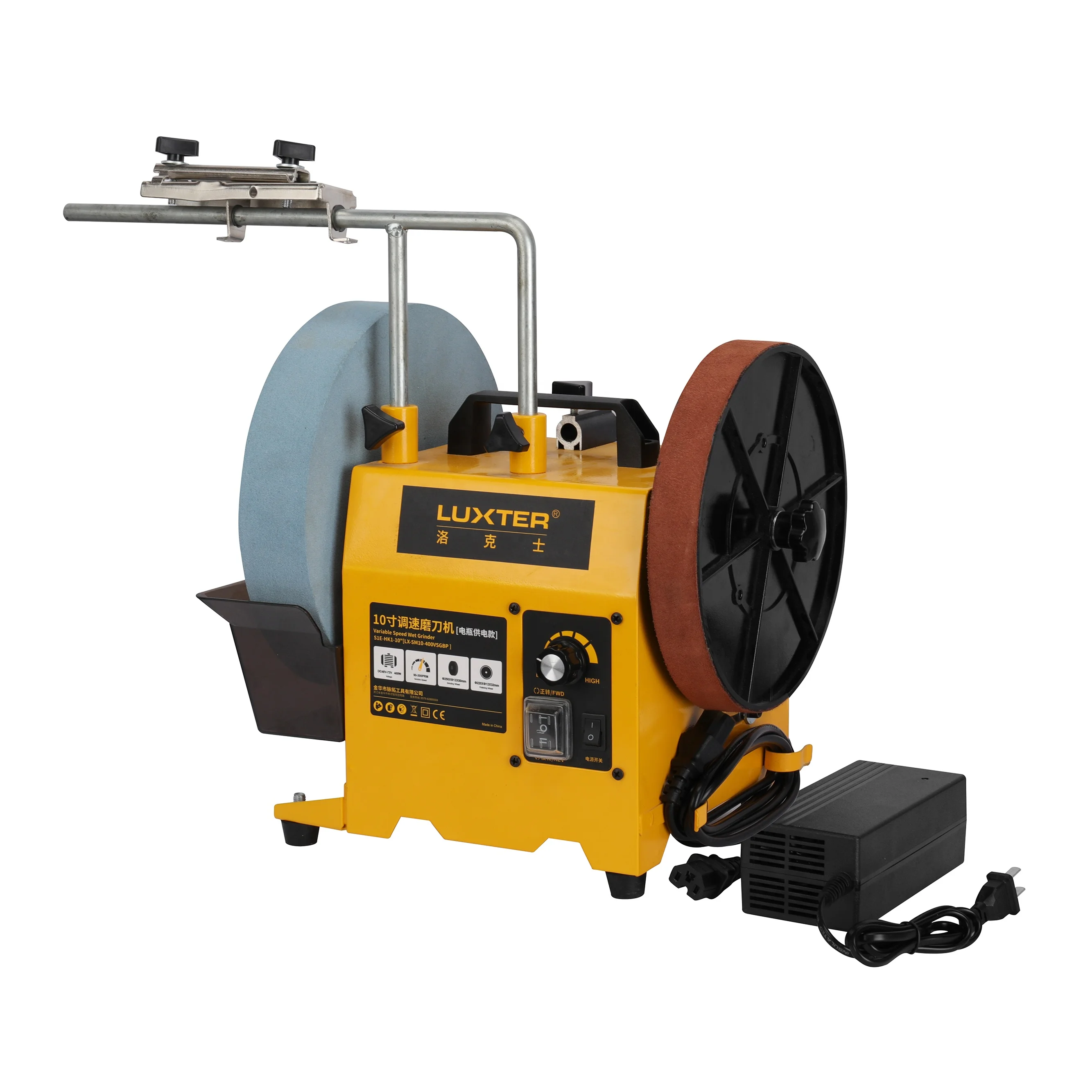 400W Knife Sharpening Benchtop Machine Low Noise MetaL Arrival AC/DC Dual-use 10-Inch Wet and Dry Use Sharpener