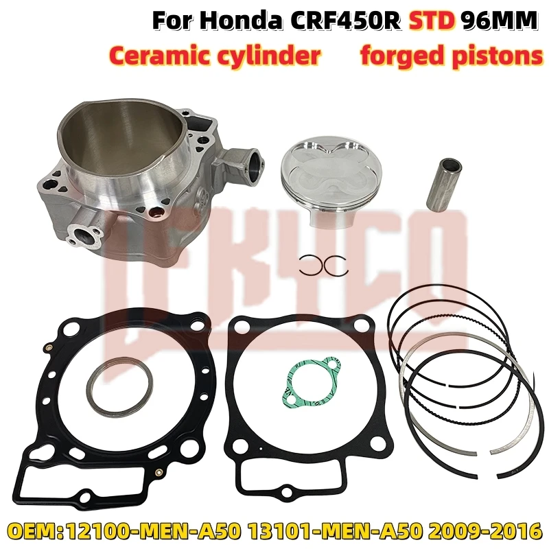 

Motorcycle 96mm Cylinder Forging Piston Kit Motor for Honda CRF450 CRF450R CR 450 RA 449CC 2009-2016 12100-MEN-A50 13101-MEN-A50