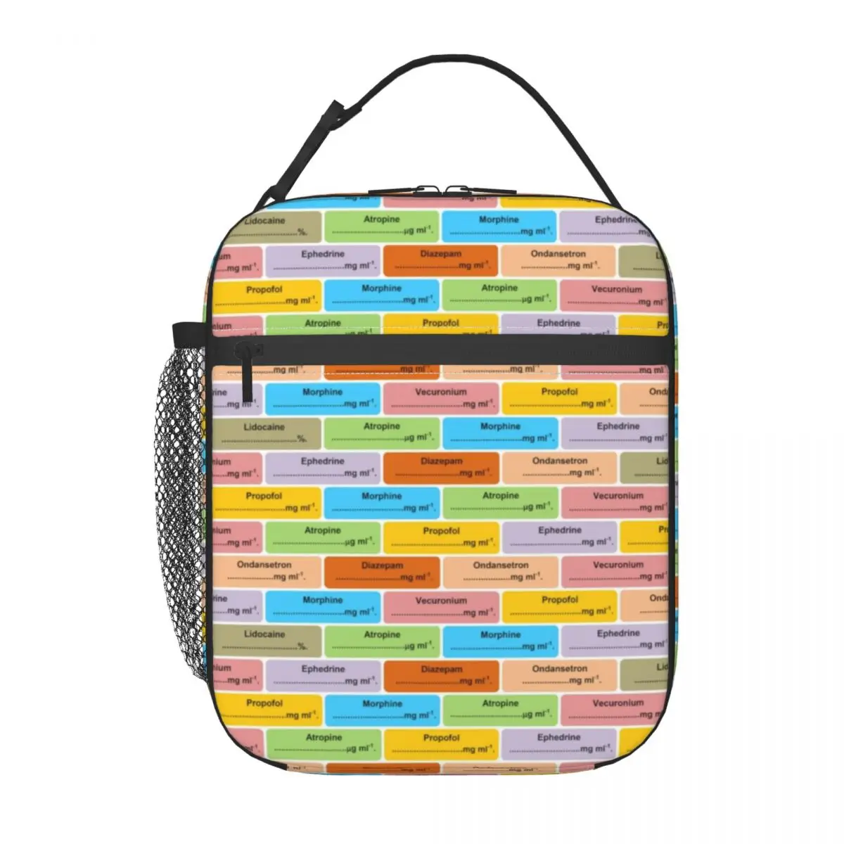 Anesthesia Drug Label Pattern Doctor Nurse Medicine Resuable Lunch Boxes Multifunction Cooler Thermal Food Insulated Lunch Bag