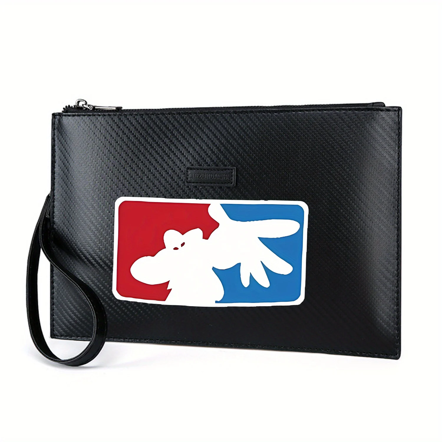 حقيبة يد رجالية من البولي يوريثان بتصميم شعار لفتة يدوية كرتونية أنيقة ومطبوعة وعملية للحمل اليومي