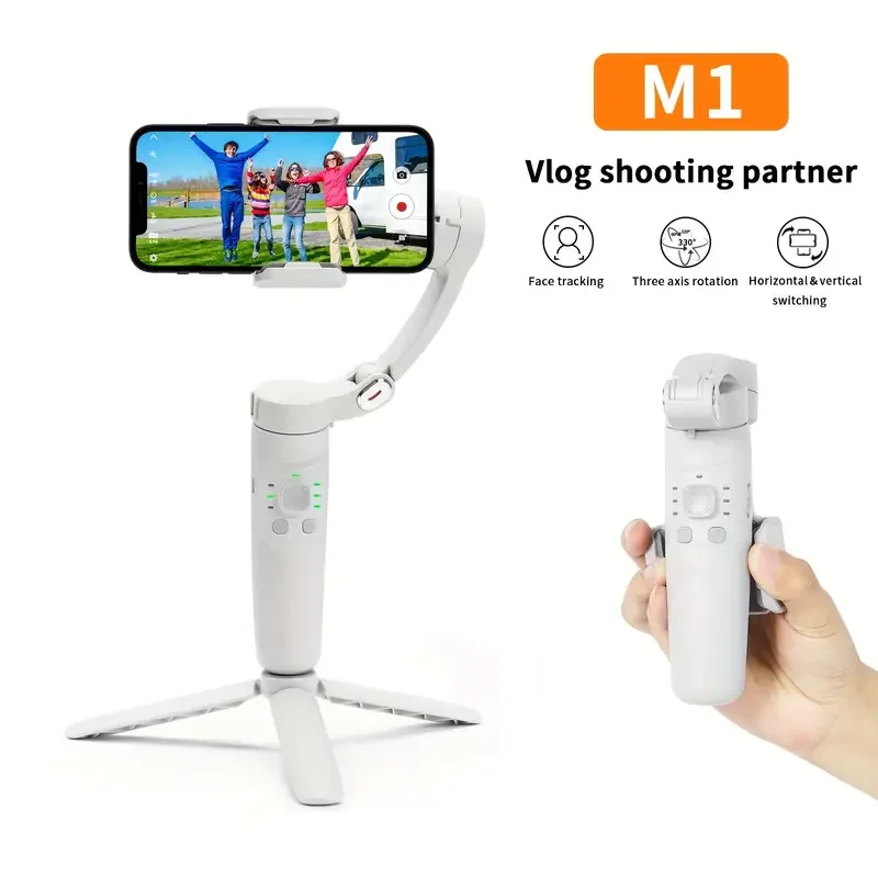 QAML 2024 New 360 Rotation Gimbal Stabilizer Selfie Stick Desktop tracking gimbal For Tiktok Smartphone live