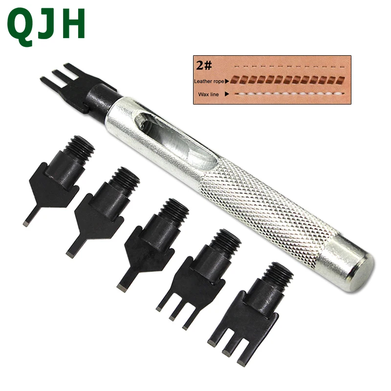 DIY Leathercraft Stitching Punch Tool Parallel Hole Chisel Professional Leather Sewing Hole Punch for Bags Wallets Belts Making