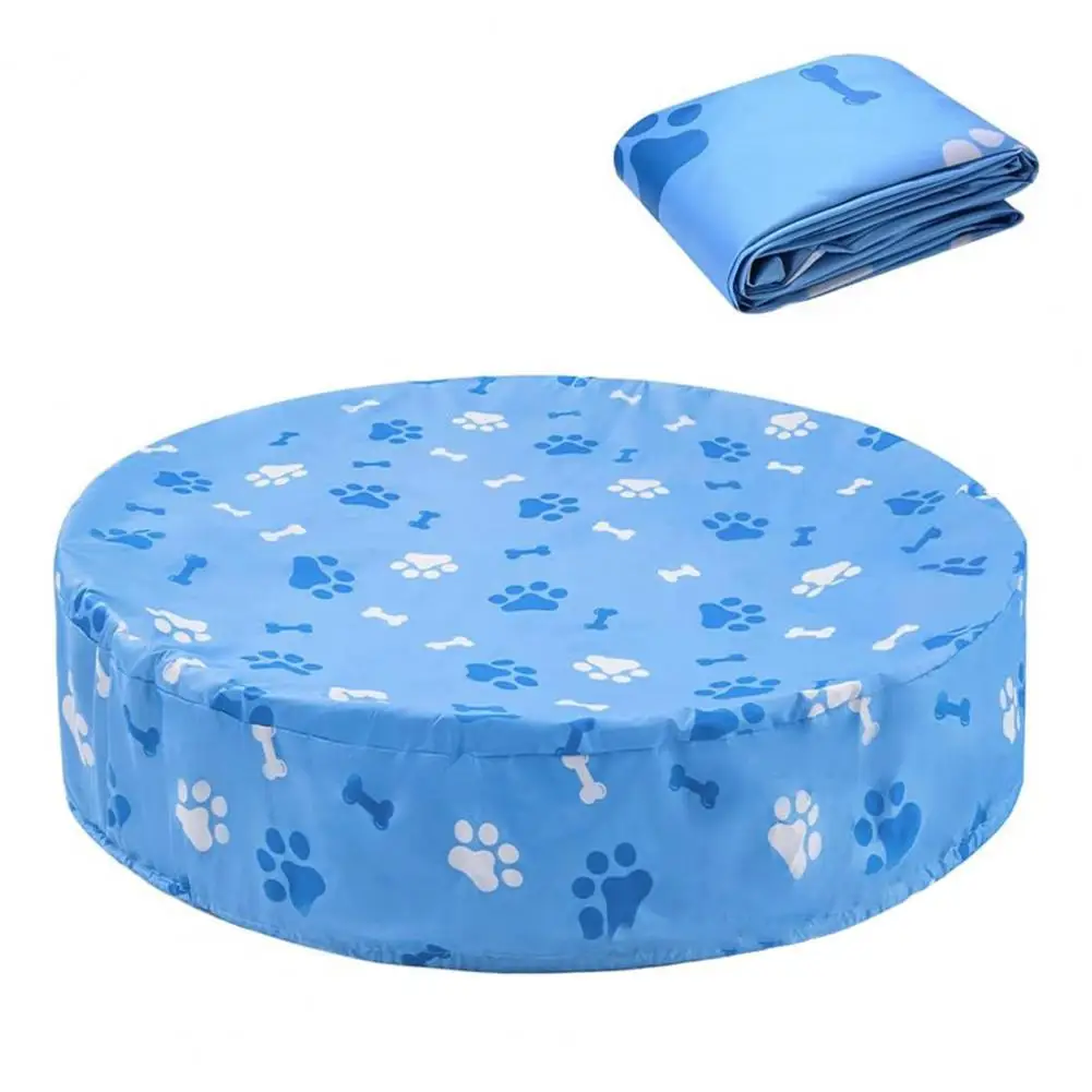 Swimming Pool Protection Cover Foldable Waterproof Swimming Pool Cover with Elastic Edge Cartoon Print Design for Pet Child