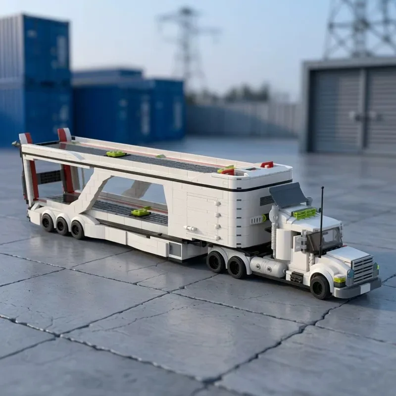 MOC Creative Car Transport Big Drilling Machine Truck Building Block Model DIY Adult Puzzle Assembly Toy Birthday Gift Ornament