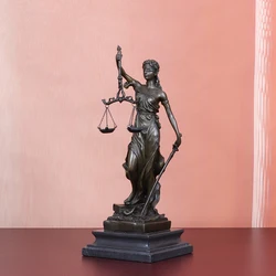 Bronze Sculpture Blind Lady Justice Themis Justitia Statue Greek Mythology Goddess Art Classy Lawyer Gift Home Decor