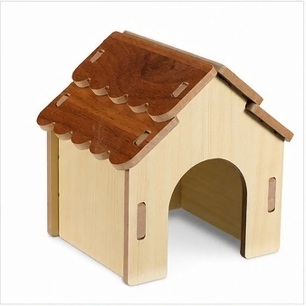 Wooden Hamster Hideout with Detachable Design for Exercise, Exploration & Natural Habitat Decoration