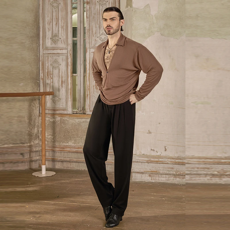 2024 New Men\'S National Standard Ballroom Dance Pants Adults Latin Dance Casual Trousers Male Samba Modern Dancing Wear SL11245