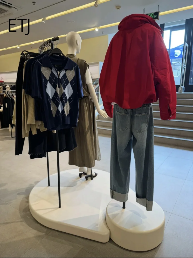 ETJ 2026 Damen Polyester Gefütterte Jacke mit Stehkragen, Kordelzug an der Taille, Oversize Pufferjacke, Kurze Windjacke – Detail 3