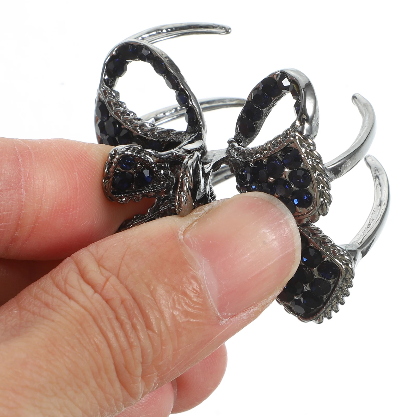 

Rhinestone Hair Claw Clip Medium Size Retro Blue Color Comfortable Metal Women Hair Accessories High Ponytail Holder