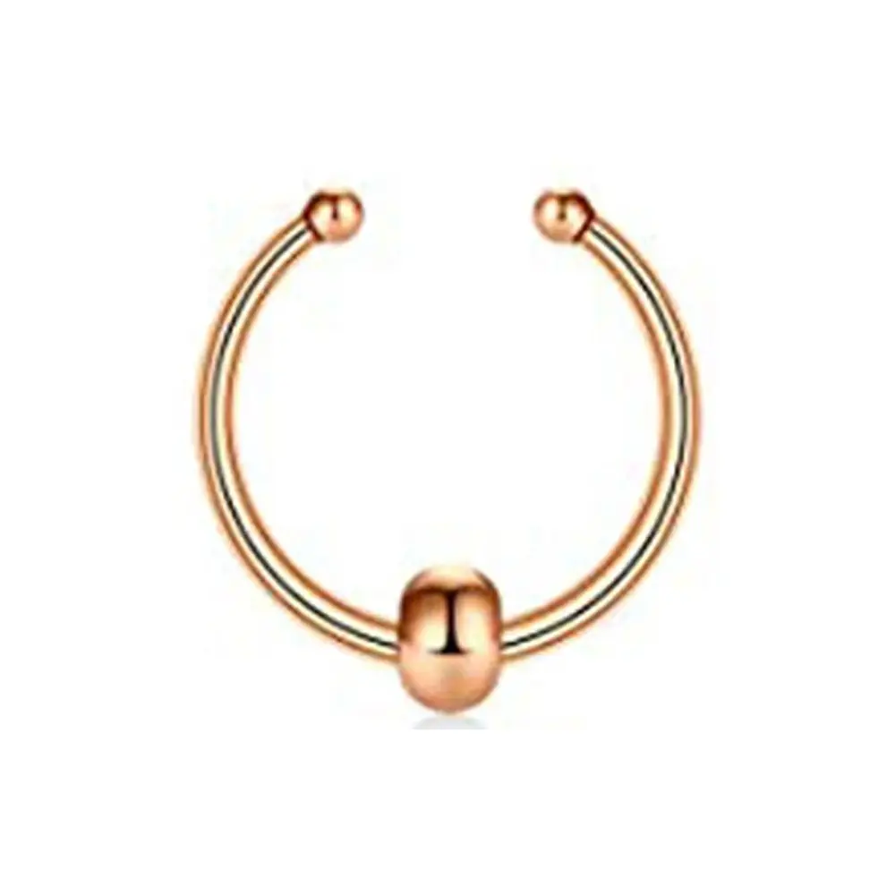 

Trendy Metal Fake Nose Septum Rings Bead Non Piercing Geometric Body Non Piercing Jewelry Daily
