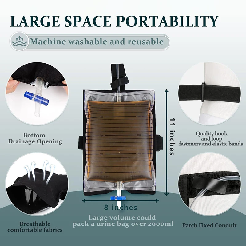 حقيبة الصرف البولية المثانة الخارجية مجموعة فغرة الفغرة الخصر حقيبة القسطرة البول الساق حقيبة حامل كيس التخزين الثابتة خفيفة الوزن #5