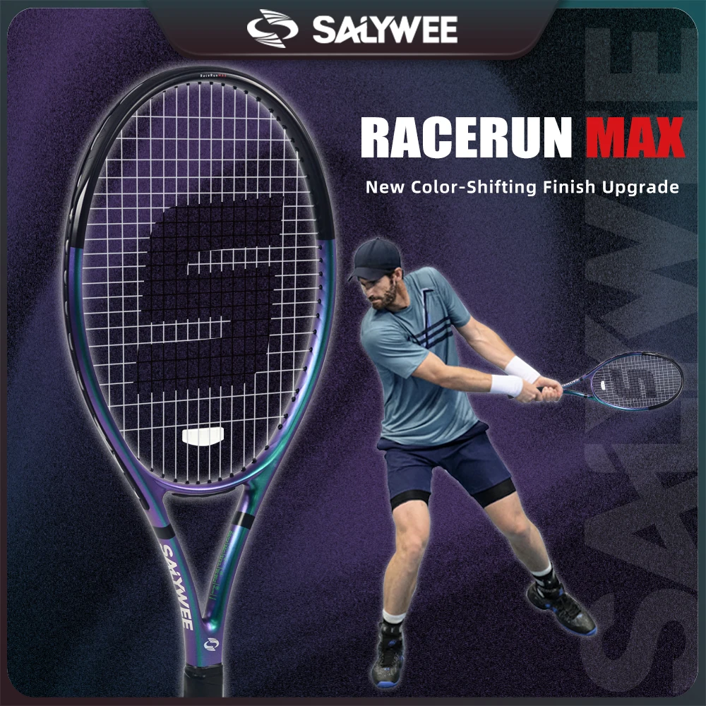 RaceRun-MAX Composite Carbon Tennis Racquet 295g Lightweight 325mm Balance One-Piece Stable Frame 50-60lbs Advanced