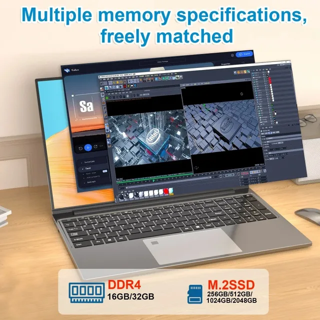 15.6" Laptop Portable Intel Core 6500Y 32GB RAM 1TB SSD Windows 11 Notebook Gamer 1080P Display Office Study Computer PC 4