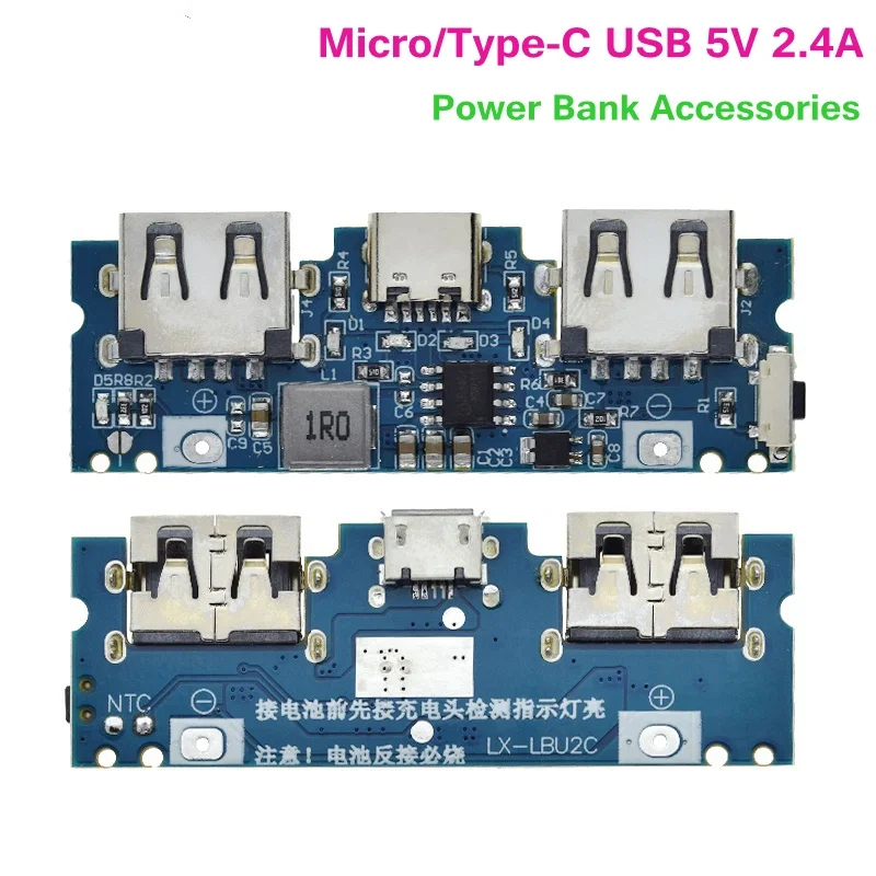 XZG 1/10PCS Micro/Type-C USB 5V 2.4A Dual USB 18650 Boost Battery Charger Board Mobile Power Bank Accessories For Phone DIY