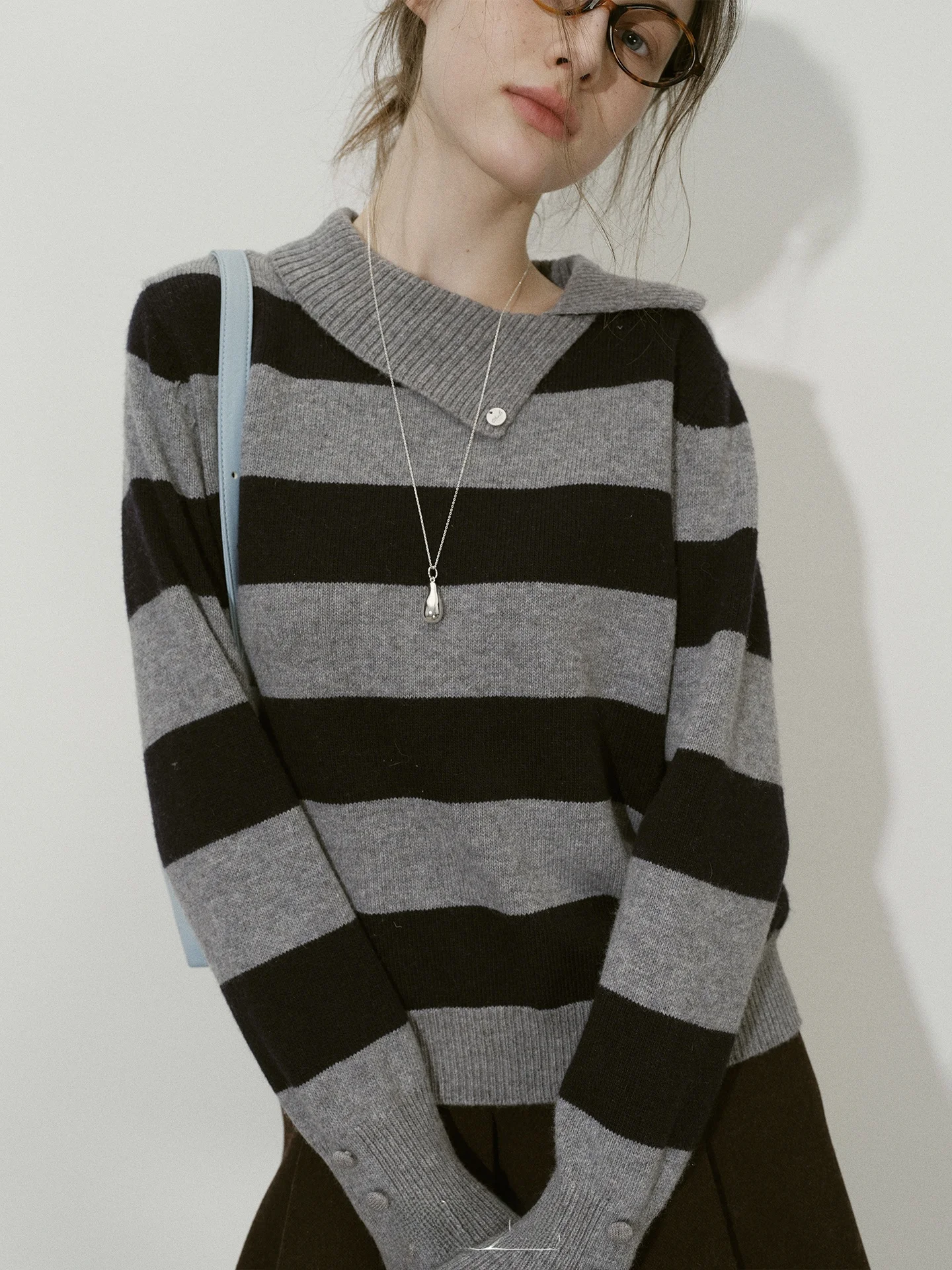 

Relez Color Blo Striped Knitwear Women's Faion Casual Vintage Long Sve Sweater Ne Design Winter New Arrival