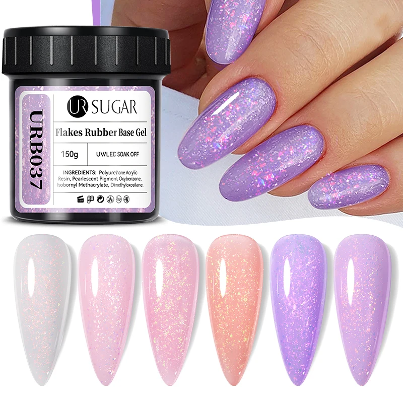 UR Sugar 150g Rubber Base Gel Glitter Sparkling Hybrid Gel Varnishes Soak Off UV LED Nails Art Semi Permanent Nail Gel Polish