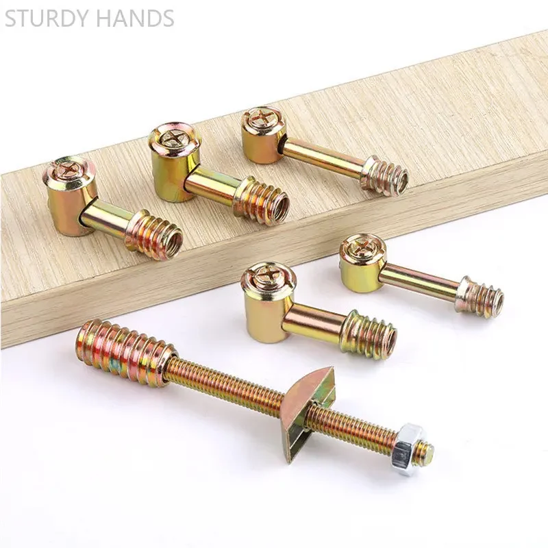 Weiyi 10set Thickened 4-in-1 Connector Screw Wheel Eccentric Nut Assembly Wardrobe Bed Patchwork Furniture Hardware Accessories