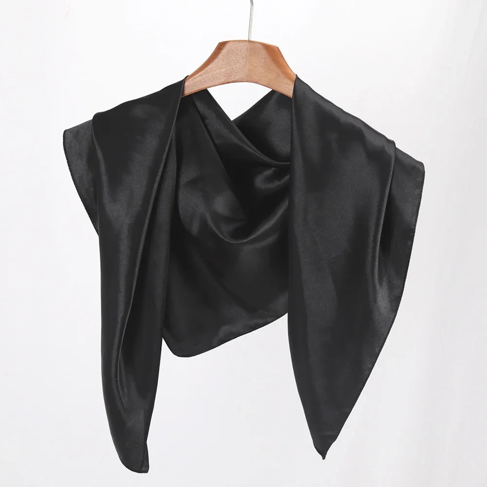 High Quality 90cm*90cm Big Size Headwraps Square Scarf Women Satin Plain Shawls Office Lady Hair Neckerchief