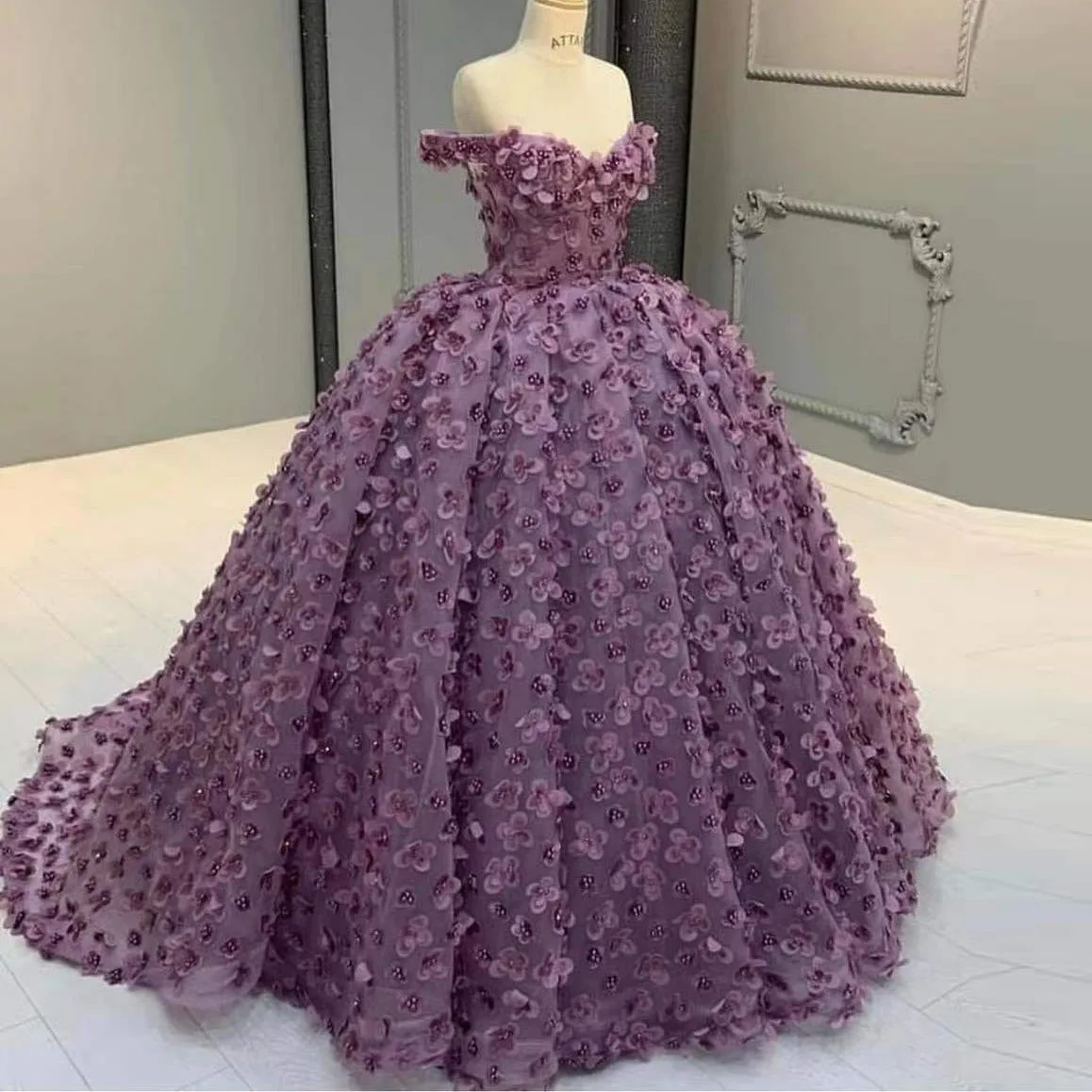 Vestido De fiesta morado personalizado, vestido para quinceañeras para niña dulce, cuentas De flores 3D, Vestidos De Fiesta con forma De corazón