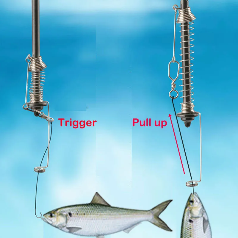 Smart Kingfisher Automatic Fishing Spring Fish Hook Trigger Bait Catch Fish Automatically Fish Trap Accessory Tackle fvip