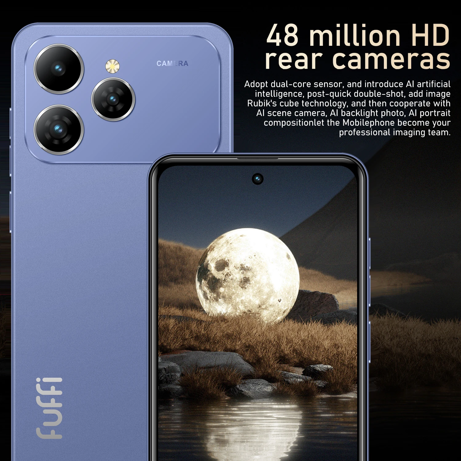 FUFFI Global Vision i17 Pro Max Smartphone Android 6GB RAM 128GB ROM 6.56 Inch Phone 720x1612HD 24+48MP 4G Network Mobile Phones view 3
