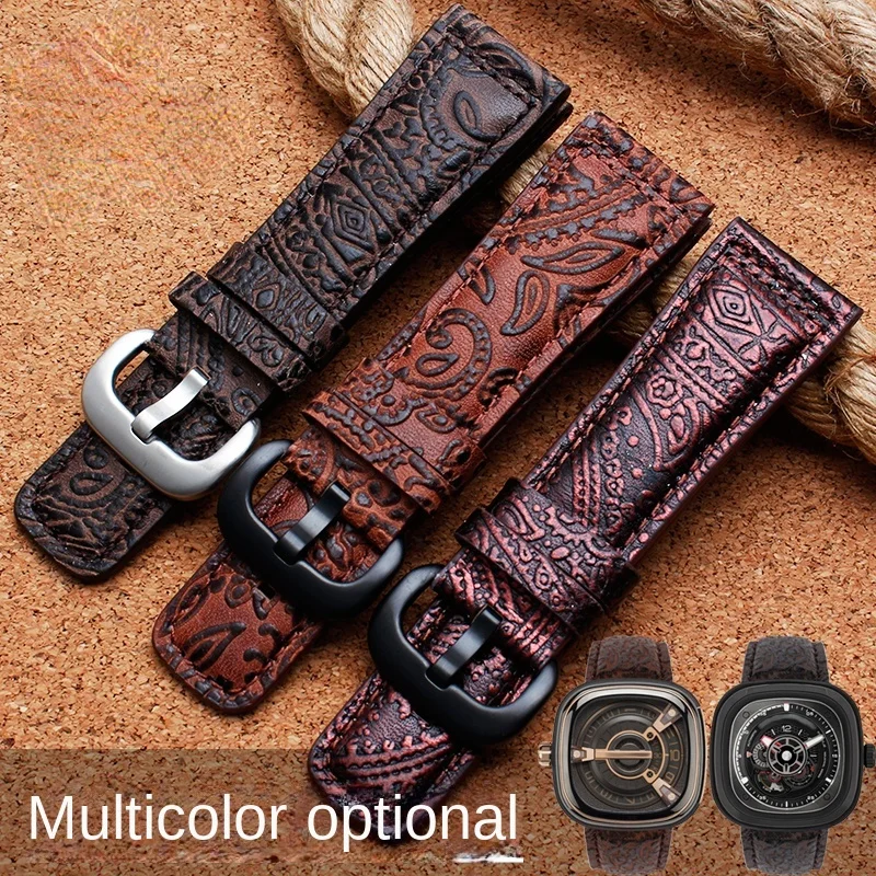 Vintage Genuine Leather Watch Strap for Seven Fridaies Watch Band SF-M2 02 SF-M3/01 Soft Comfortable Watch band Accessories 28mm