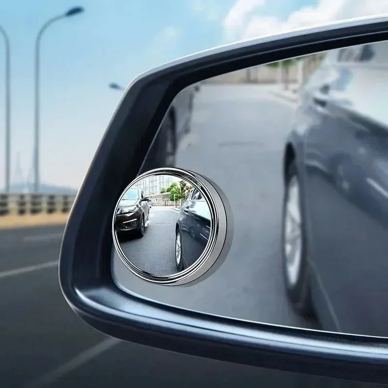 2Pcs 360 Degree Adjustable Blind Spot Mirror Car Auxiliary Rearview Convex Mirror Round Frame Wide Angle Mirrors Car Reverse