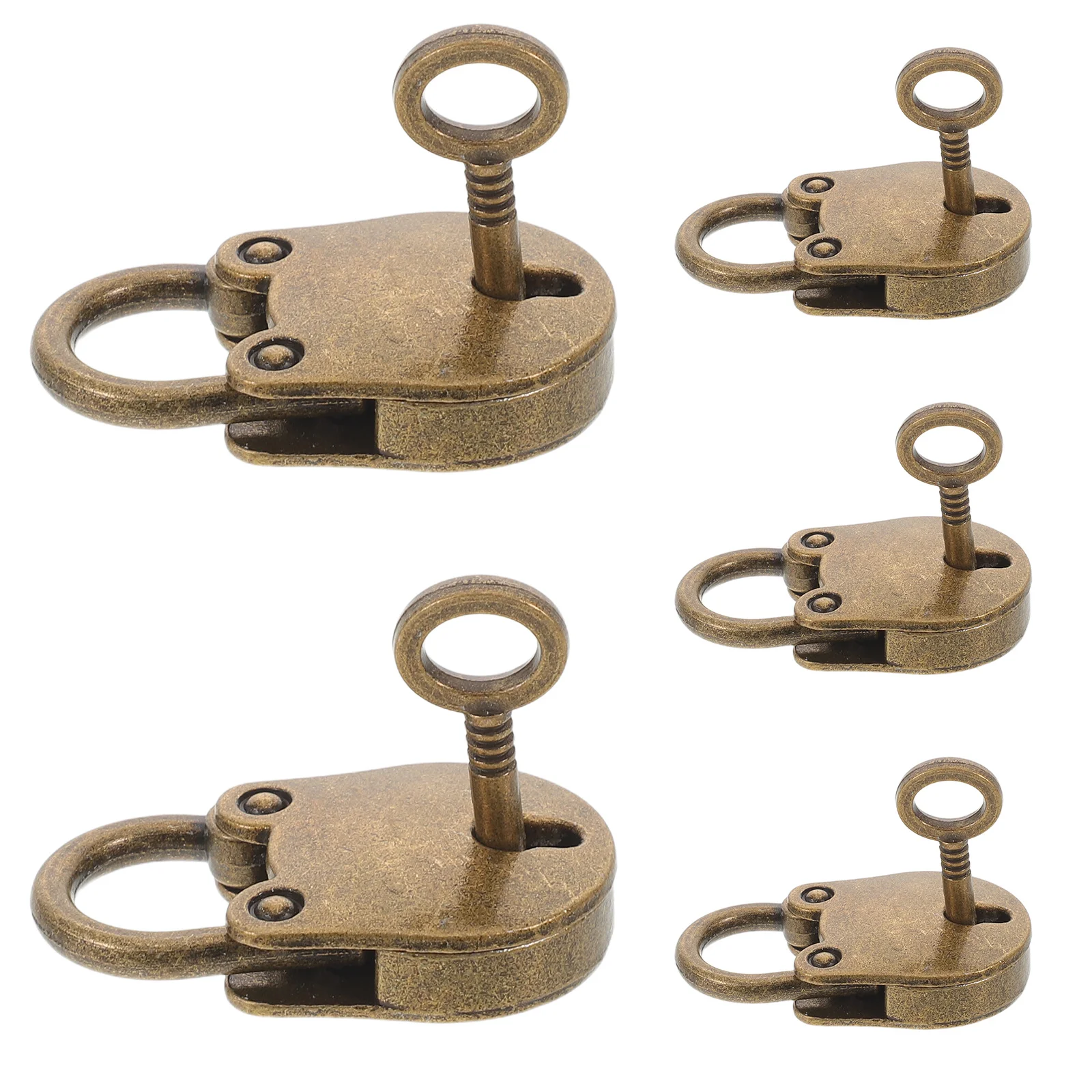

5Pcs Vintage Mini Padlock Style Small Lock Key Jewelry Box Diary Notebook Luggage Backpack Decorative Retro Lock Bear