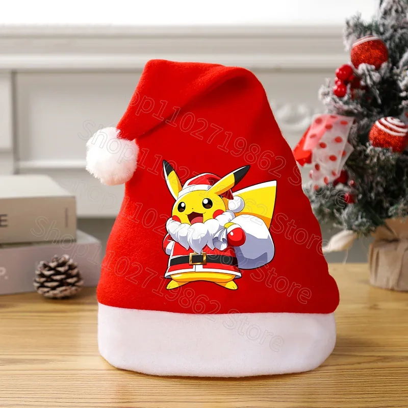 Pokemon Pikachu Christmas Ornaments Santa Hats New Year Dinner Party Home Decor Xmas Hat Cartoon Anime Derivative Peripherals