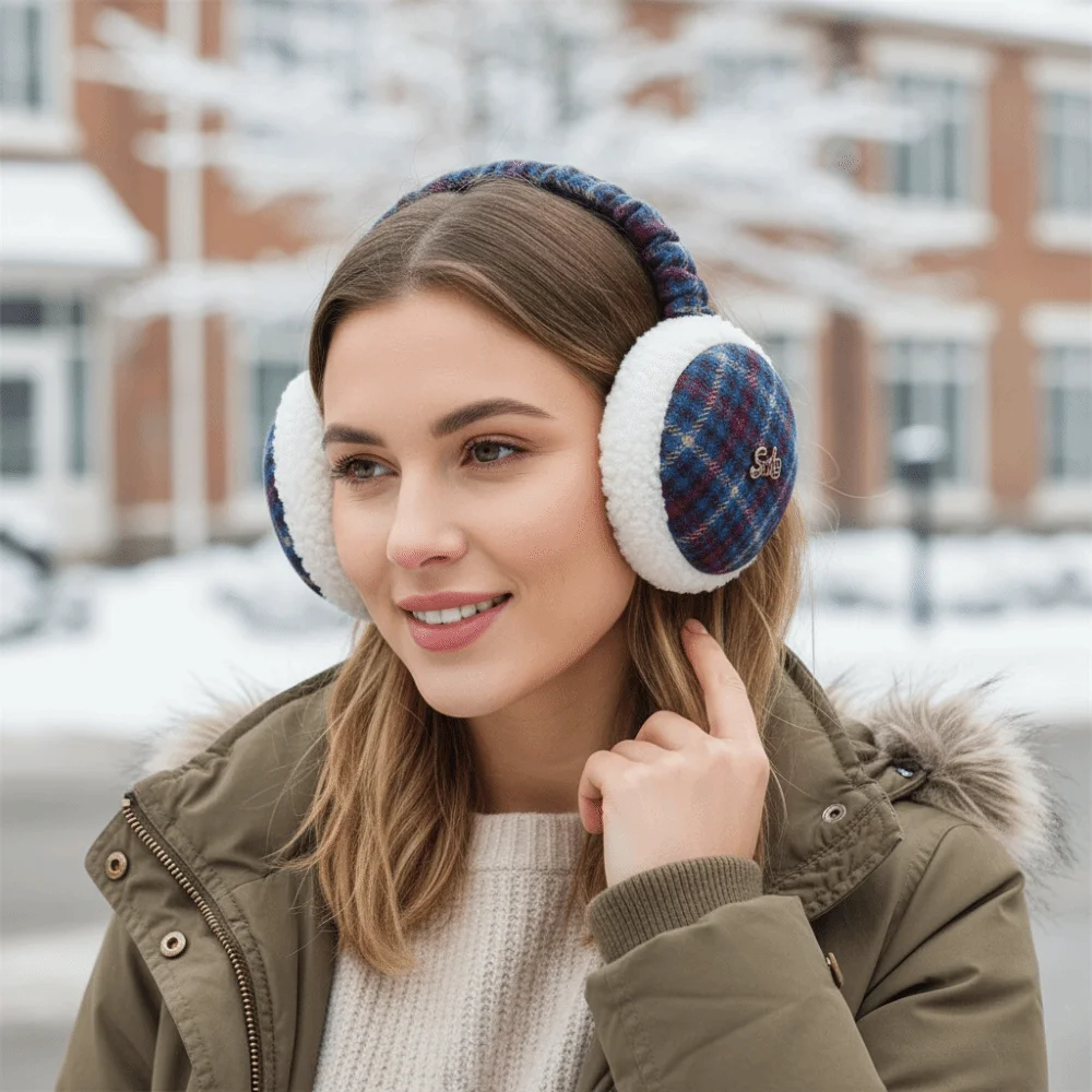 غطاء للأذنين شتوي منقوش بتصميم عتيق على الموضة مع حروف حماية من البرد لتدفئة الأذن سميكة قابلة للطي وقابلة للطي للرجال #4