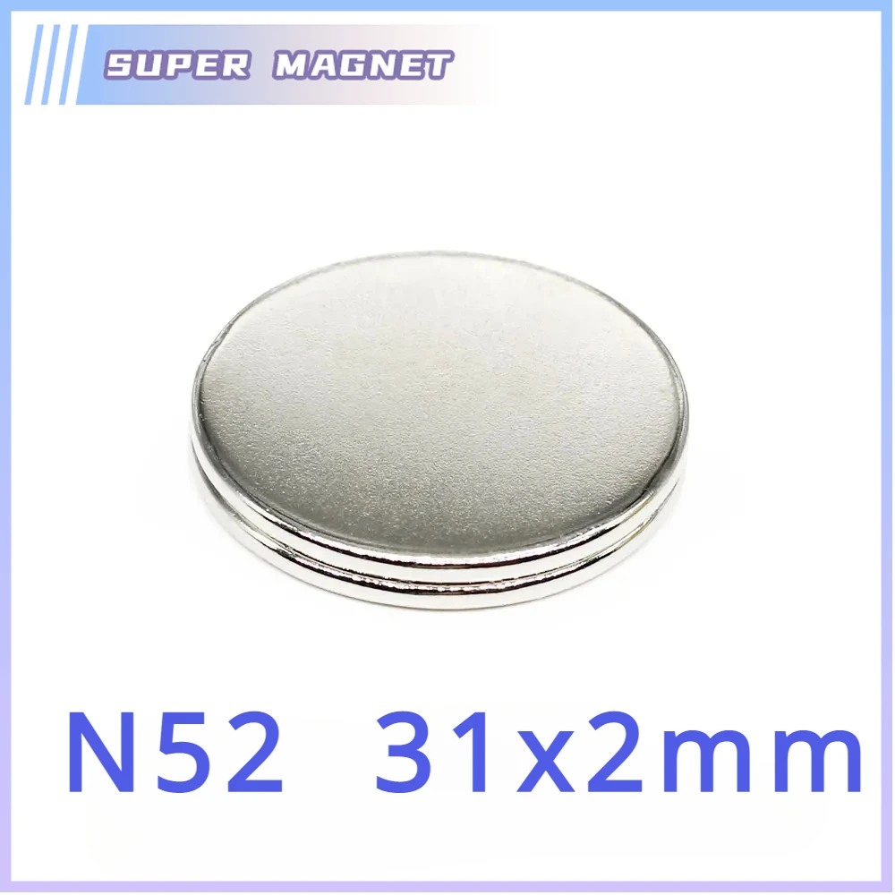 5/10/20/30PCS 31x2 mm Circuler Search Magnet N52Round Rare Earth Neodymium Magnet 31x2mm Thin Permanent Magnet Strong 31*2