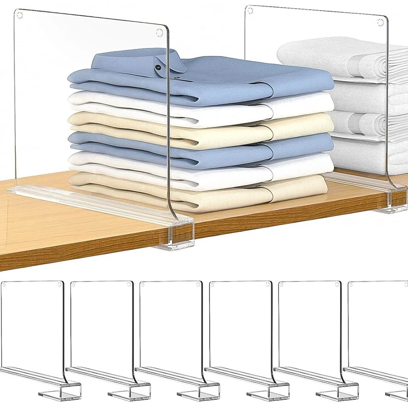 1/2/4pcs 옷장 주최자를위한 투명 옷장 선반 옷 분배기 찬장 책장 분배기 배플