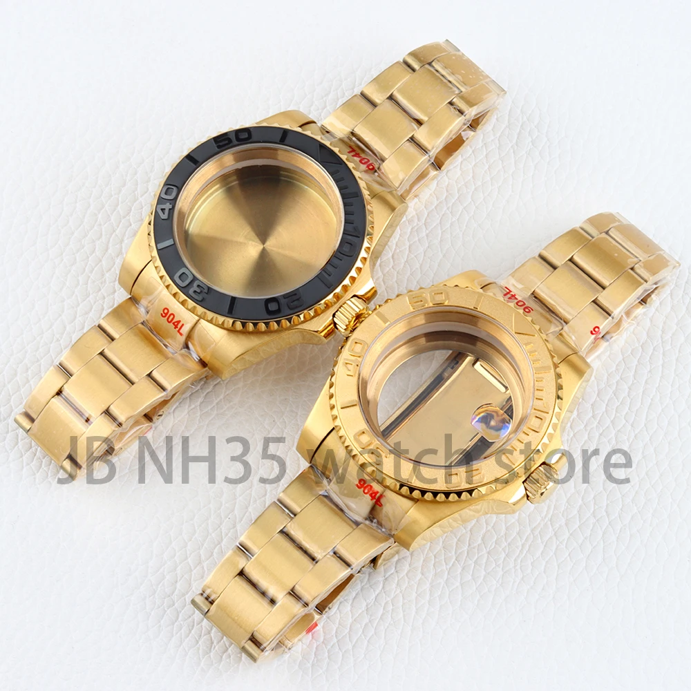 

40MM Nh35 Gold Watch Case For SUB GMT Yacht-Master NH35/NH36/NH34/NH38 Automatic Movement 28.5MM Dial Oyster/Jubilee Bracelet