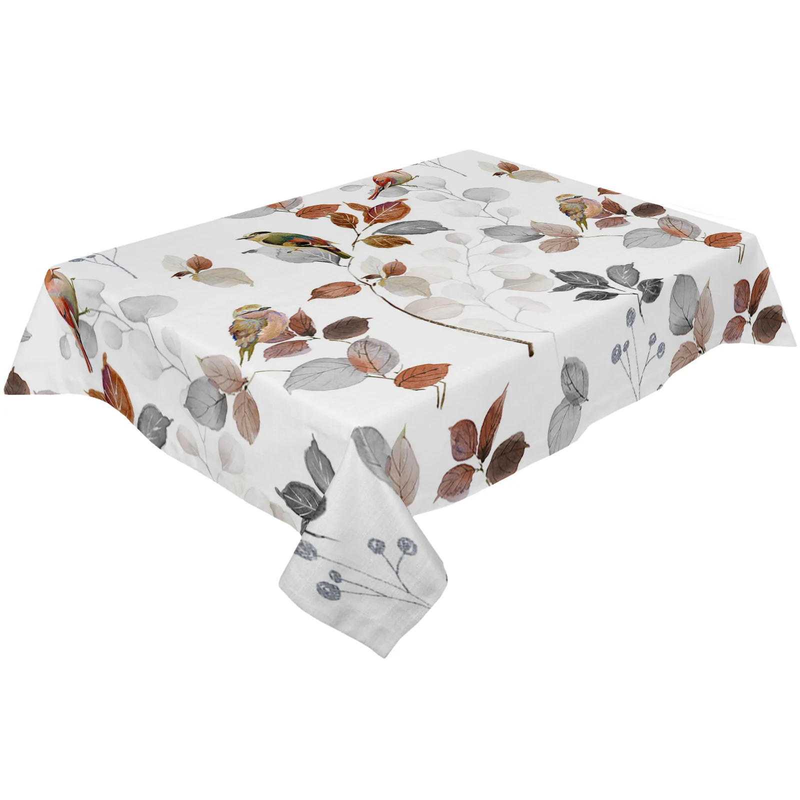 Country Style Leaves Robin Waterproof Tablecloth Wedding Party Rectangular Tablecloth Holiday Decor Table Cover