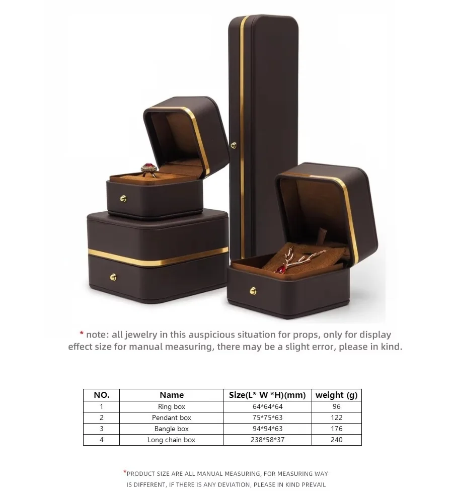 UOGE Elegant Light Luxury Brown PU Leather Jewelry Organizer for Pendant Necklace Ring Bracelet Gift Packaging