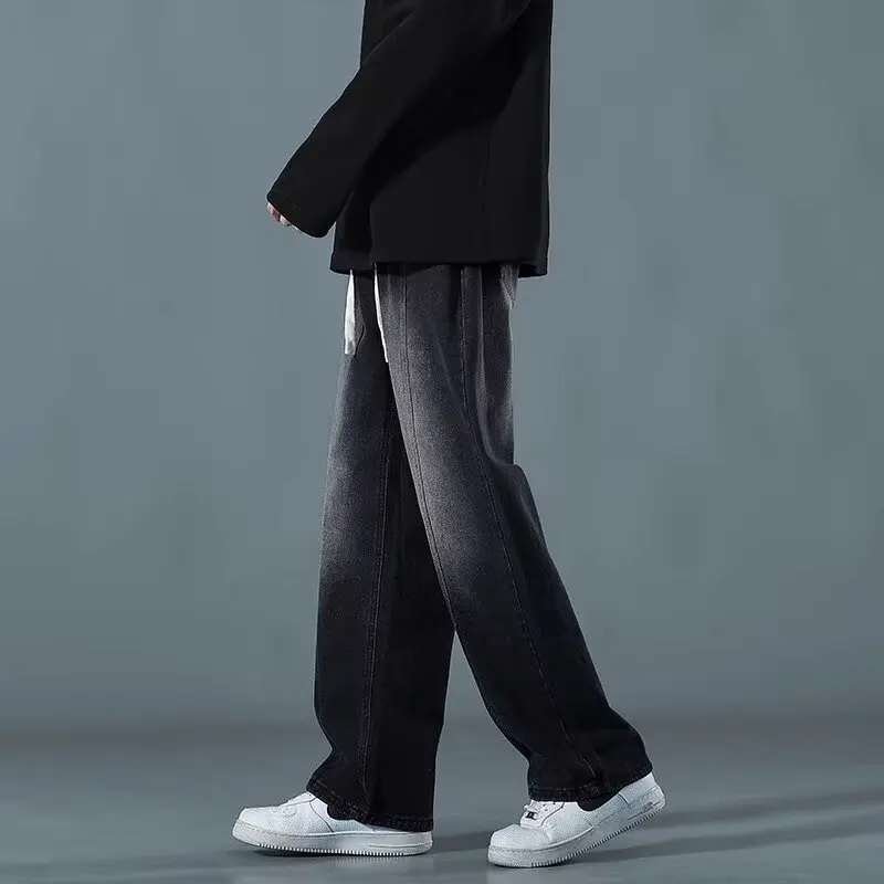 فضفاض الأمريكية Sle الرجال الجينز الرجعية Waed الطابق طول Faionable Bla السراويل الطويلة الخريف حجم كبير 300 Pou #1