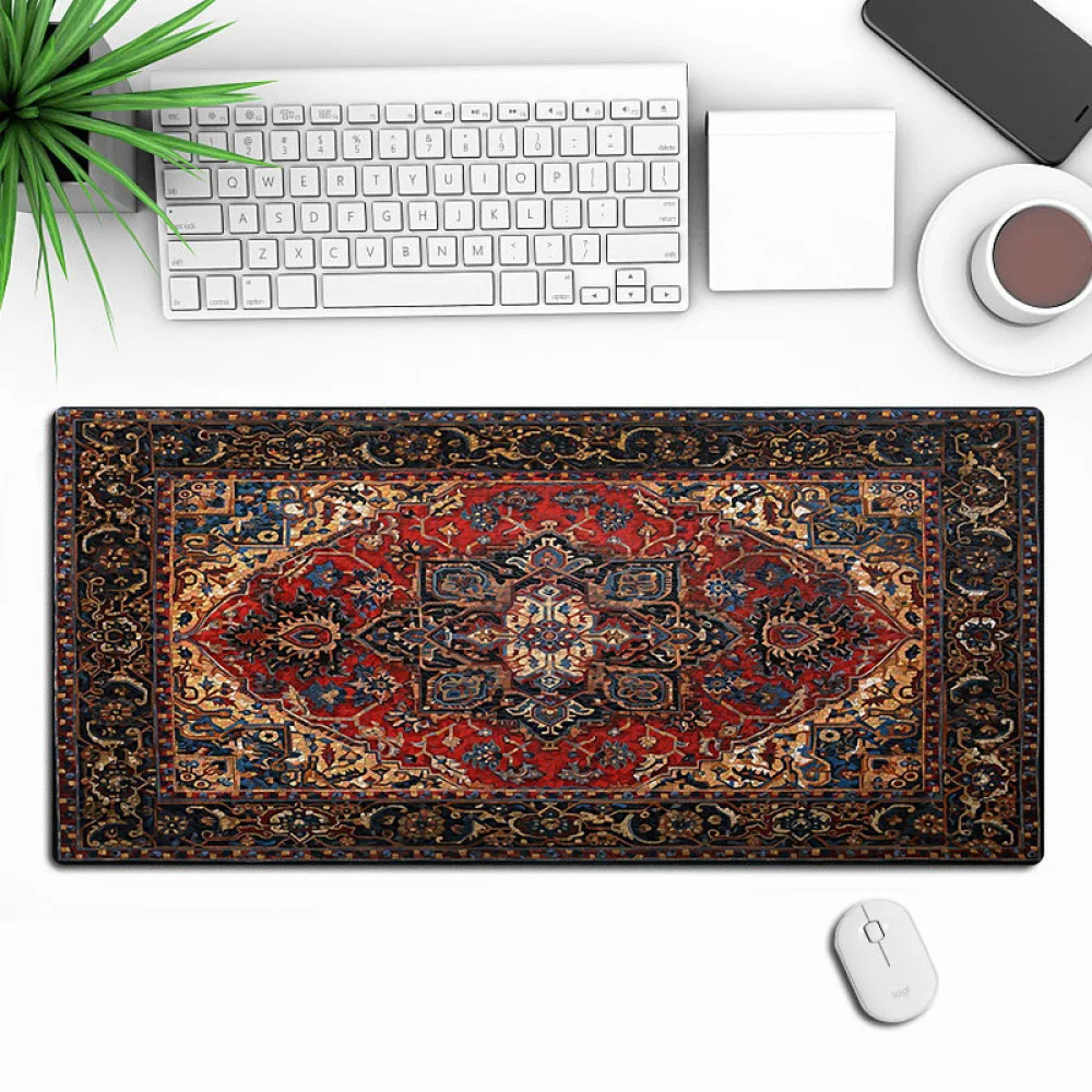 Large Mouse Pad Arabic Design Desk Mat Non Slip Rubber Base Keyboard Pad Decorative Rug For Gaming Home Office Setup