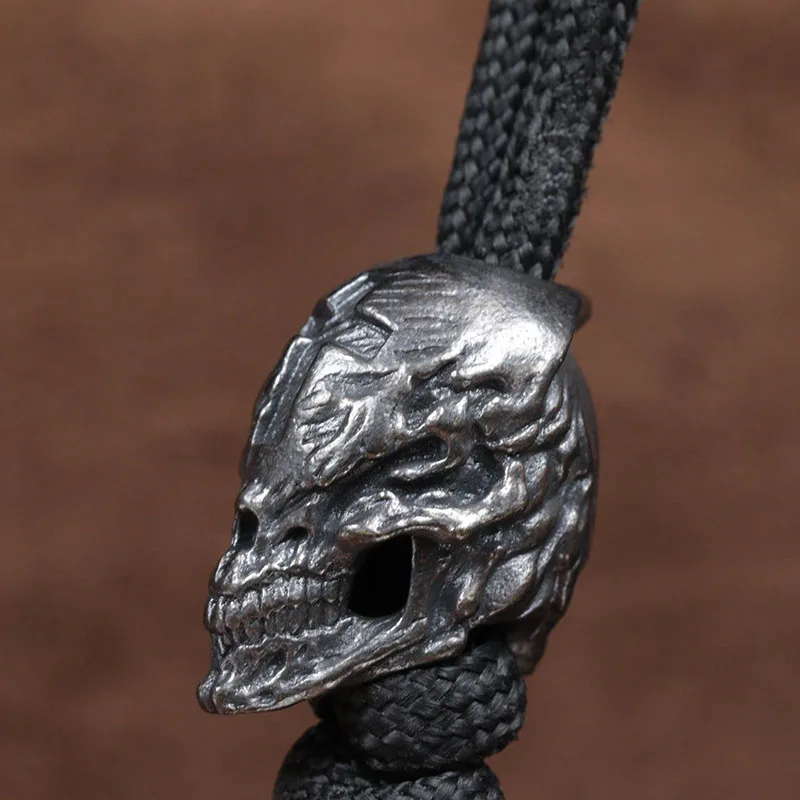 Cross Skull Head Brass Knife Beads EDC DIY Paracord Woven Bracelets Lanyard Pendants Accessories Outdoor Tool Hangings Trinkets