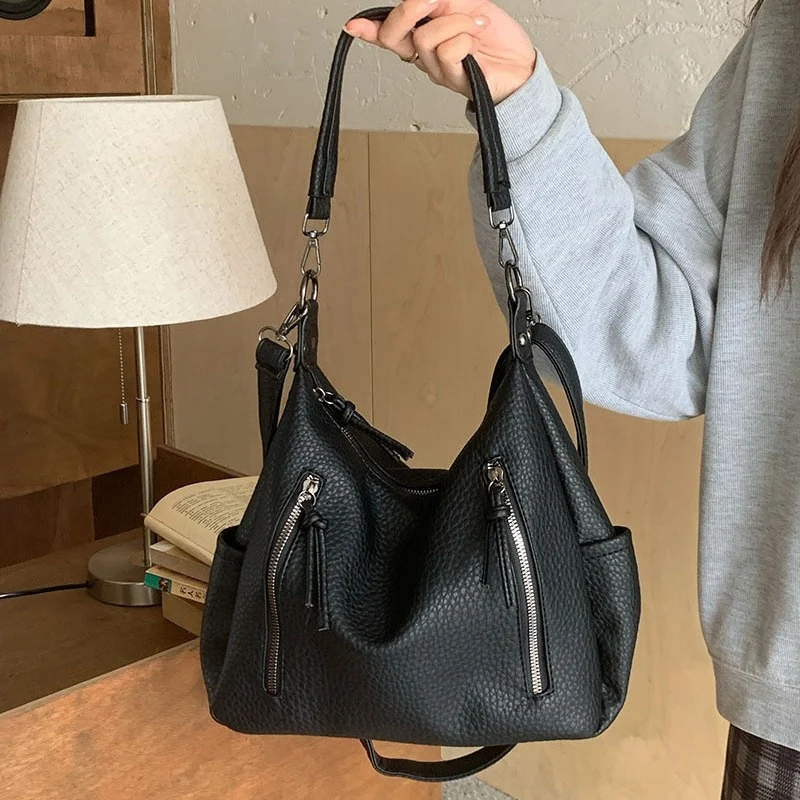 

Women Trend Fashion Retro Tote Bag Girls Korean Niche Design Handbag Female Simple Commute Shoulder Crossbody Bags