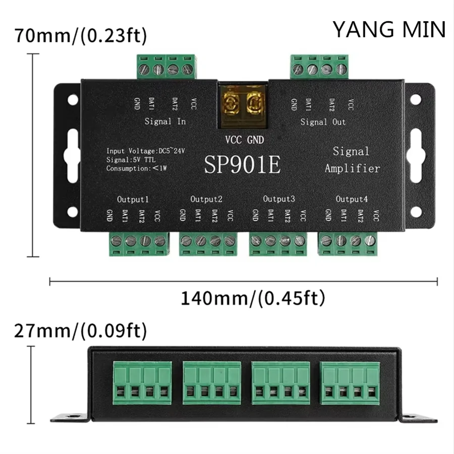 

Многоканальный синхронный светодиодный подконтроллер Sp901e, усилитель сигнала для Rgb-ленты