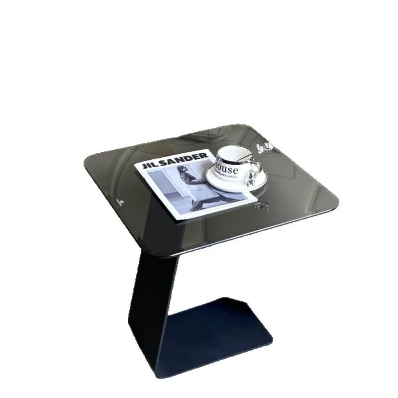 

Light luxury stainless steel edge sofa living room glass modern high-end artistic sense