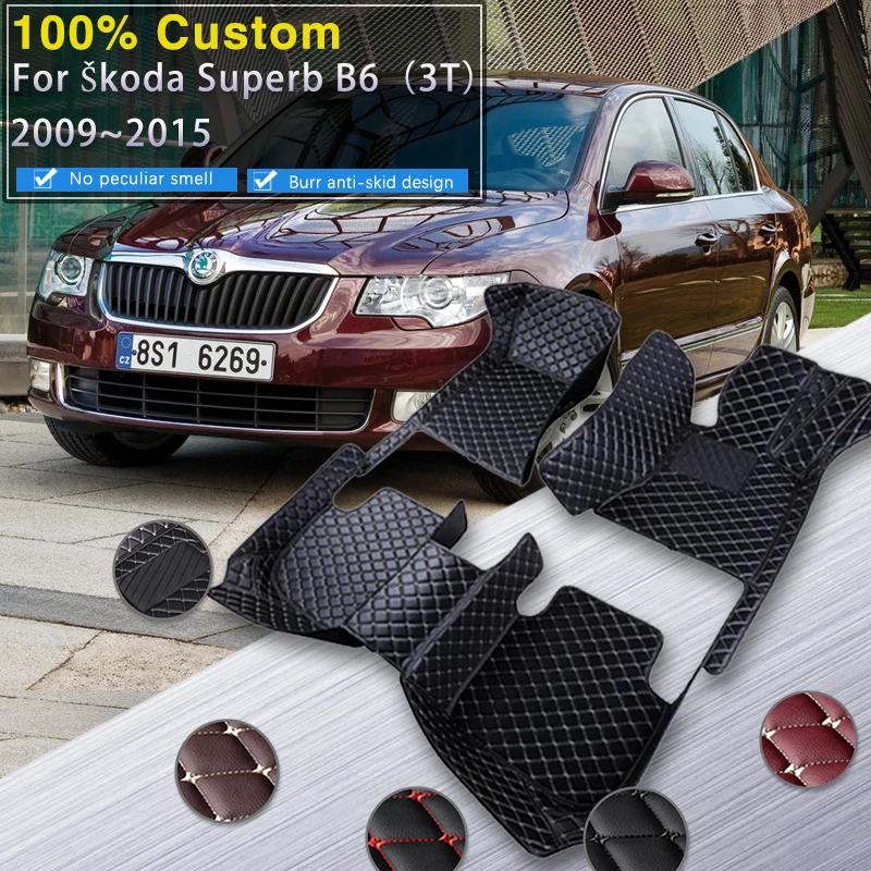 

Car Mats For Skoda Superb B6 3T 2009~2015 Rugs Leather Floor Mat Carpets Interior Parts Waterproof Pad Car Accessories 2014 2013