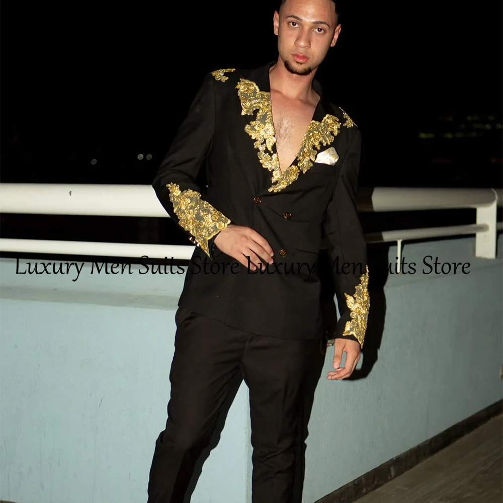 

Повседневные мужские костюмы с аппликацией, двубортные свадебные смокинги, наряды для жениха, пиджак по индивидуальному заказу, брюки traje ju изменений masculino