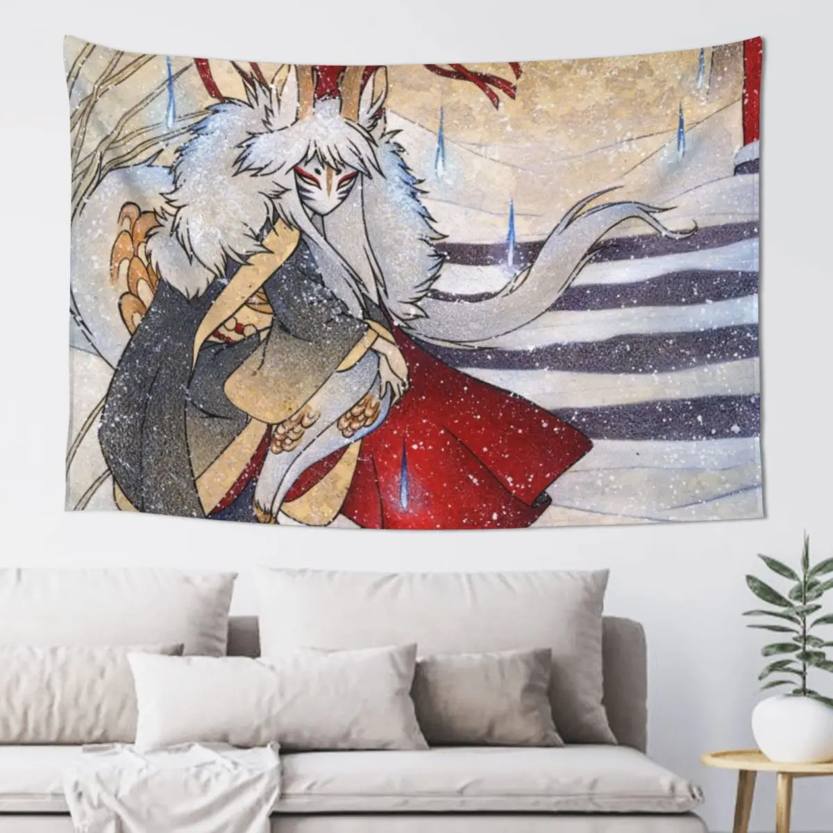 The Summit Gate - Kirin Yokai TeaKitsune Tapestry Room Decorating Aesthetic For Bedroom Wall Hanging Decor Tapestry