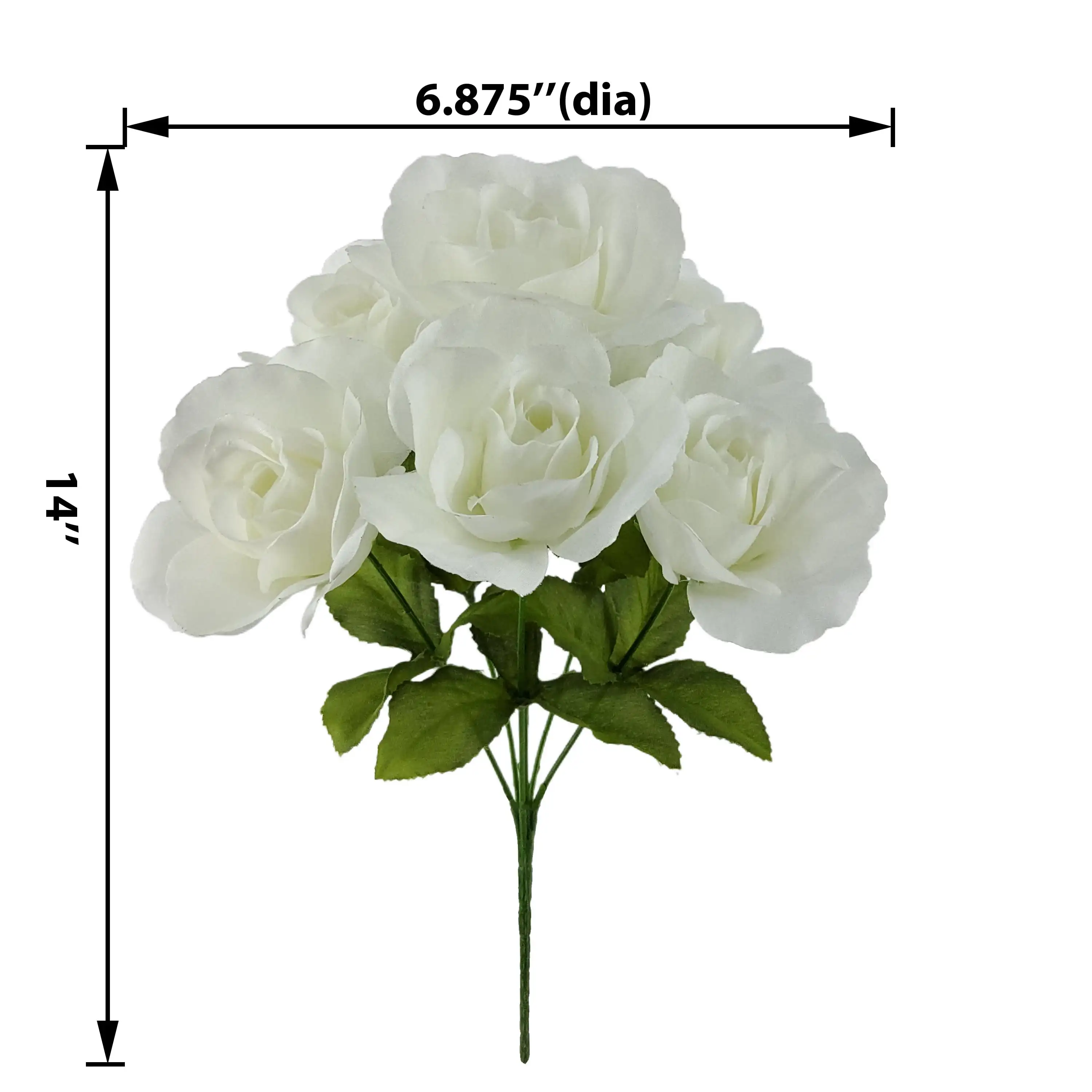 Indoor Artificial Sweet Rose Flower Pick, White Color, Assembled Height: 14"
