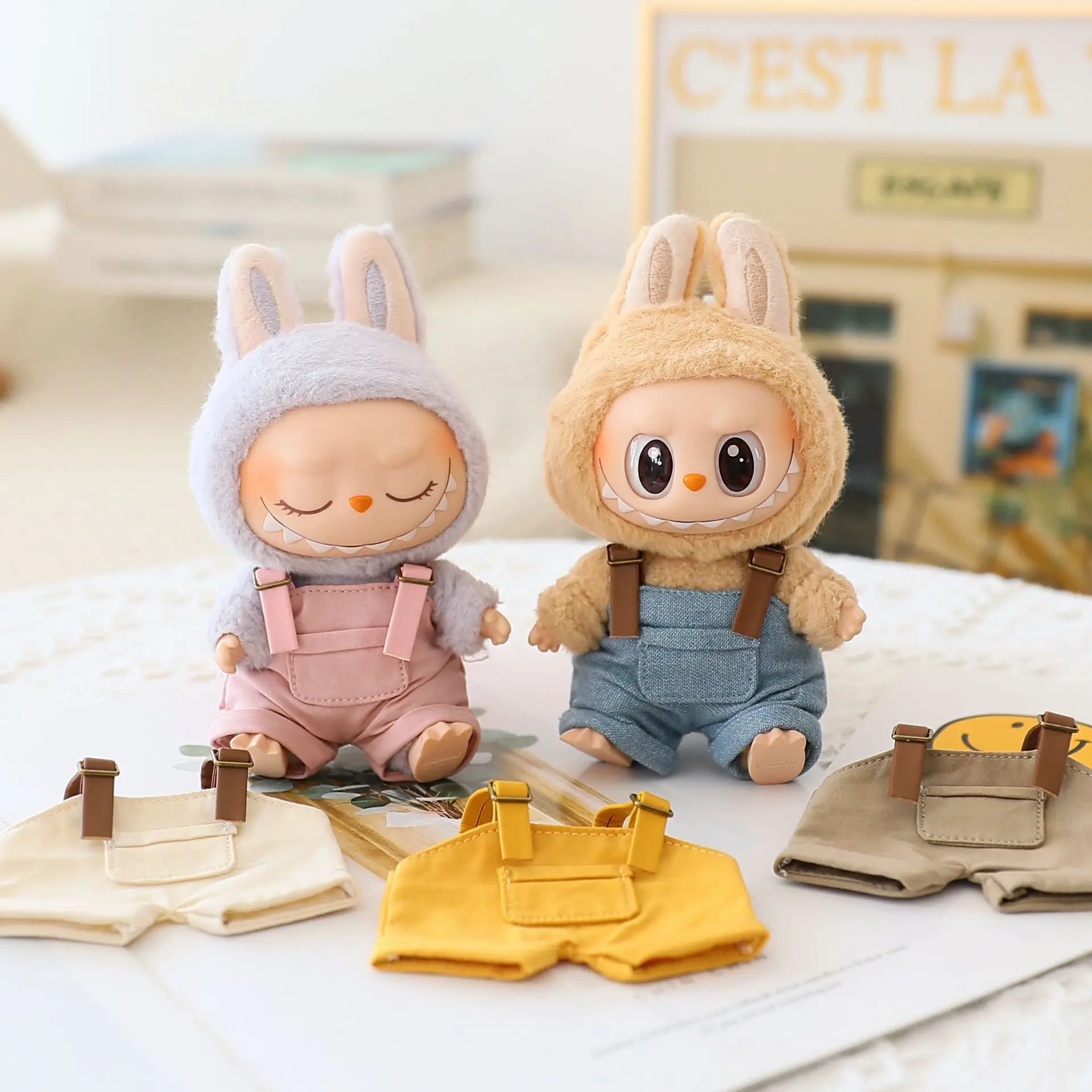

Clothes For Labubu Solid Color Workwear Style Overalls Collection Clothing Accessories Suitable For 15 Cm 17 Cm 1st To 3rd Gen