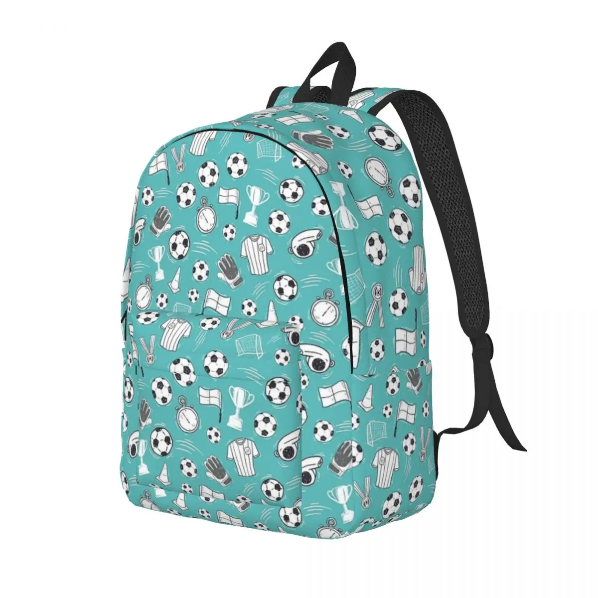 Soccer Football Pattern Backpack Elementary High College School Student Sports Bookbag Teens Canvas Daypack Hiking