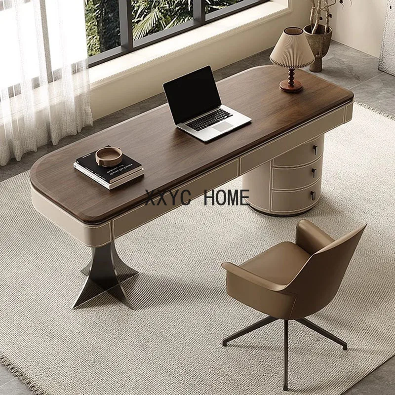 

Modern Retro Desk Home Study Writing Desk Designer Walnut Veneer Office Desk Computer Organizer