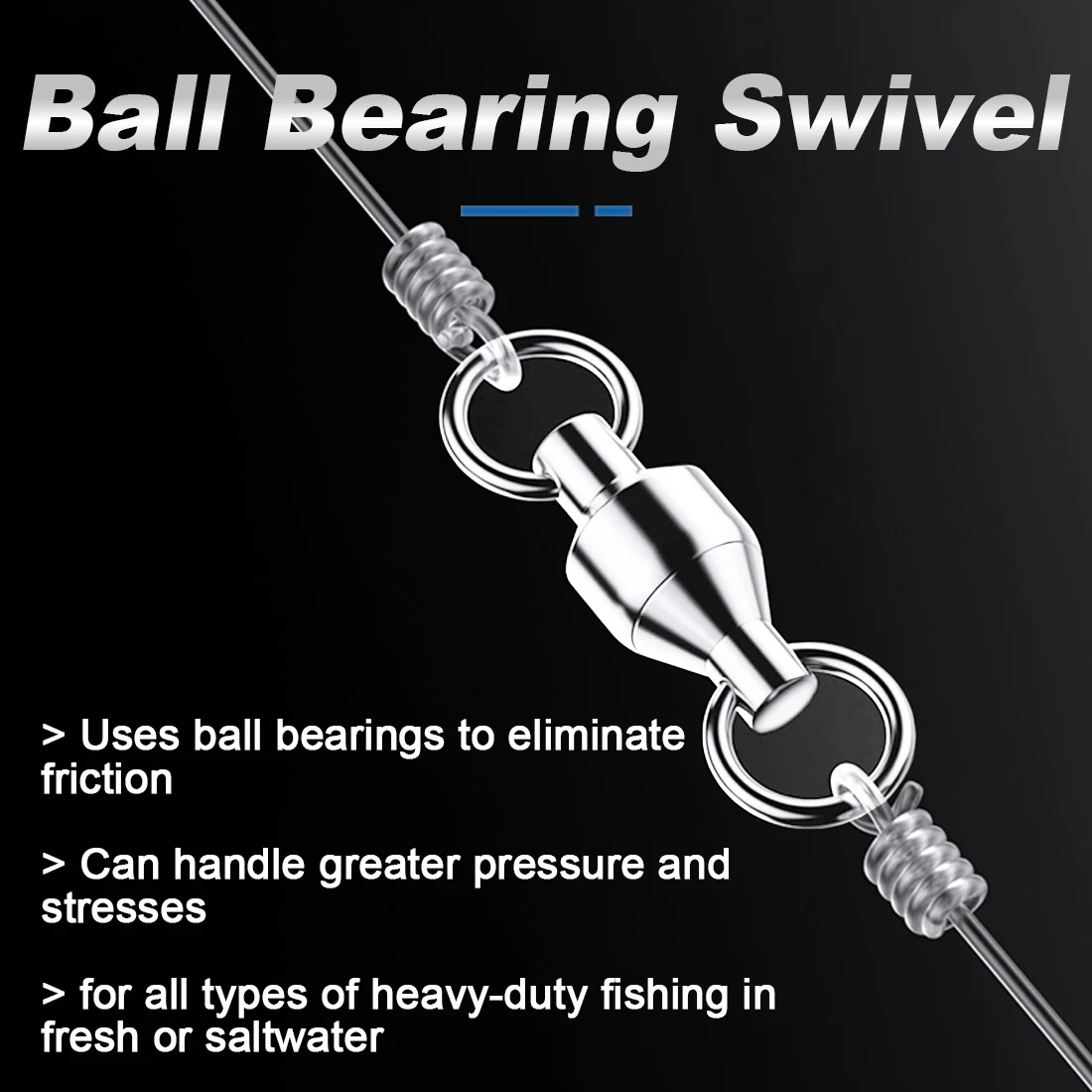 FishTrip 10-20pcs Ball Bearing Swivels Fishing Swivel Solid Ring Stainless Steel Heavy Duty Saltwater Swivel Catfish Swivels image 4